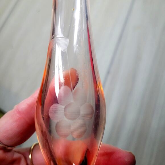 Vntg Pink Depression Swung Glass Fluted Bud Vase With Flower MCM 10" Read - Picture 1 of 9
